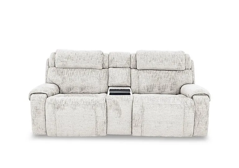 Hollywood Fabric 3 Seater Power Recliner Media Sofa with Power Headrests and Storage Arms - R04 Beige - Sofas and Armchairs