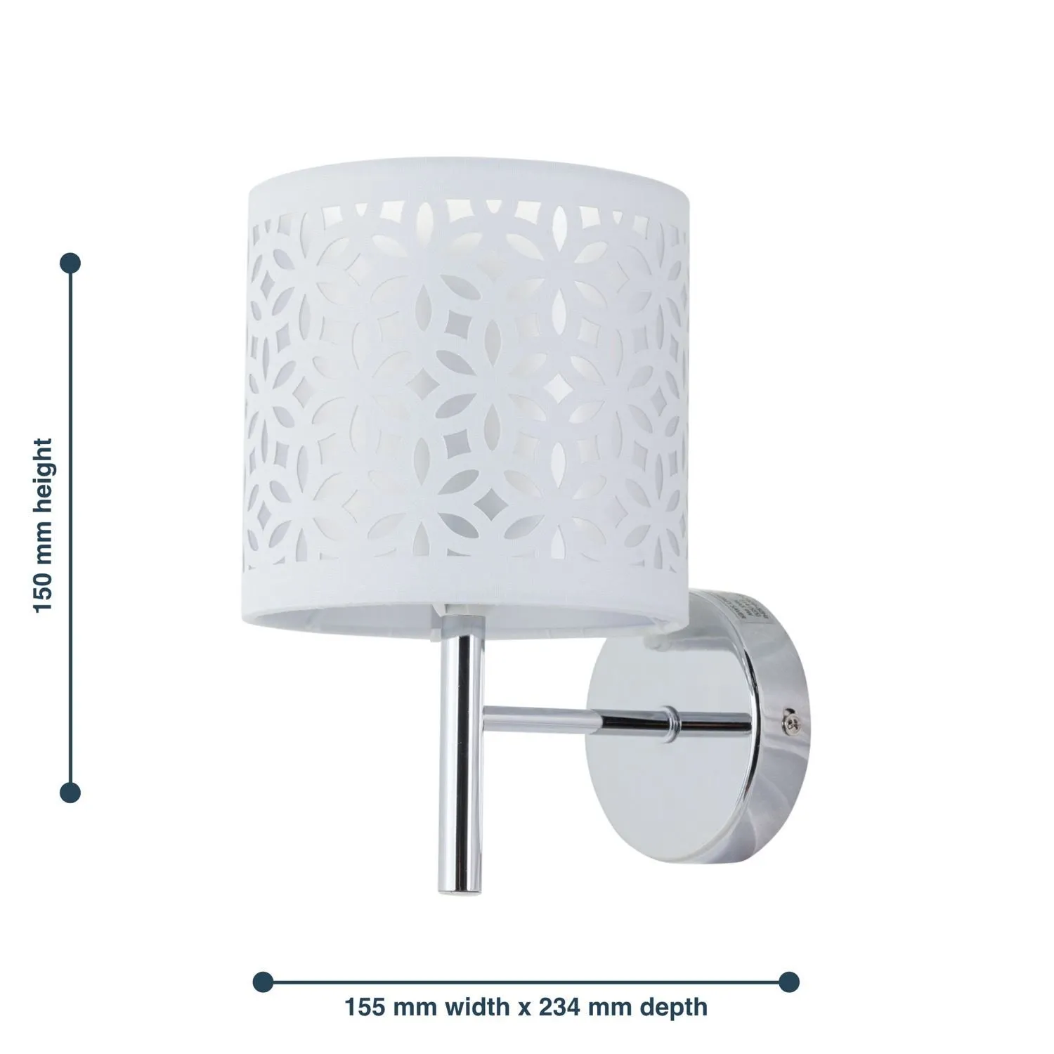 First Choice Lighting Brea - Chrome Wall Light with White Cut Out Shade in Silver 5