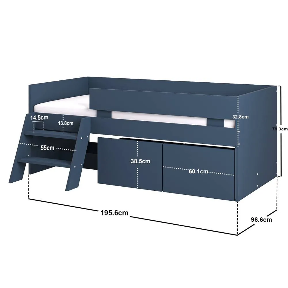 Flair Logan Single Storage Low Sleeper Bed in Blue 5