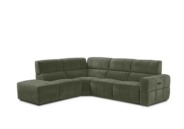 Cube Fabric Power Recliner Left Hand Facing Chaise End Sofa with Power Headrest