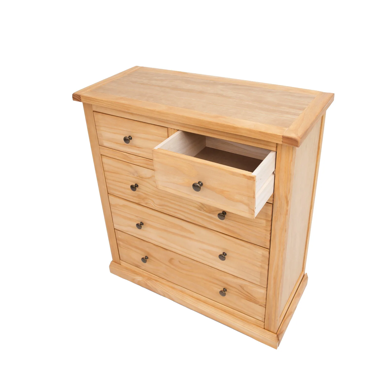 Cabinet Bits Lucca 5 Drawer Chest of Drawers Brass Knob in Light Brown 4