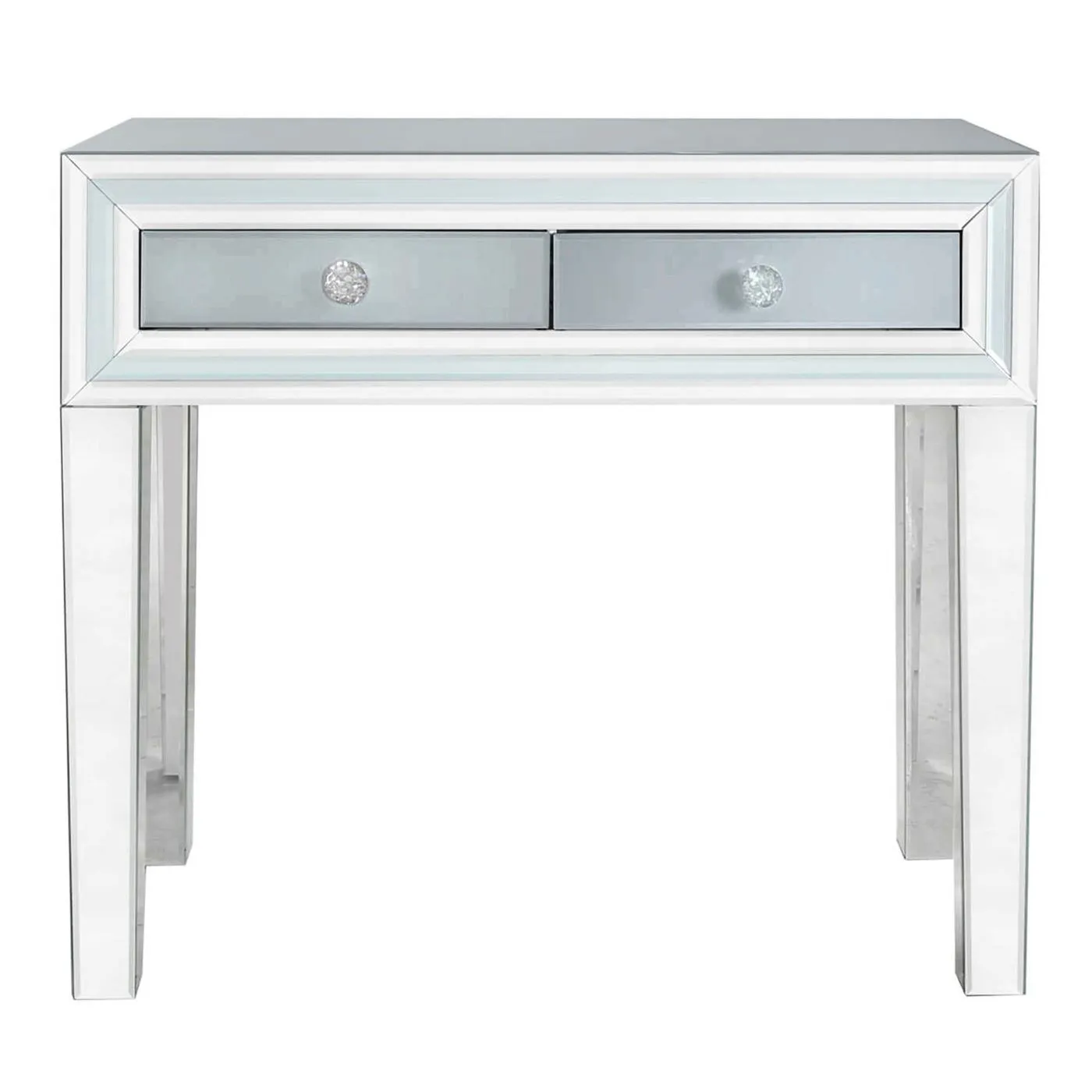 Quartz 2 Drawer Dressing Table, Grey Glass and Mirror