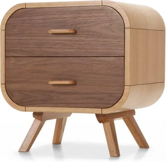 Fonteyn Bedside Table, Oak and Walnut