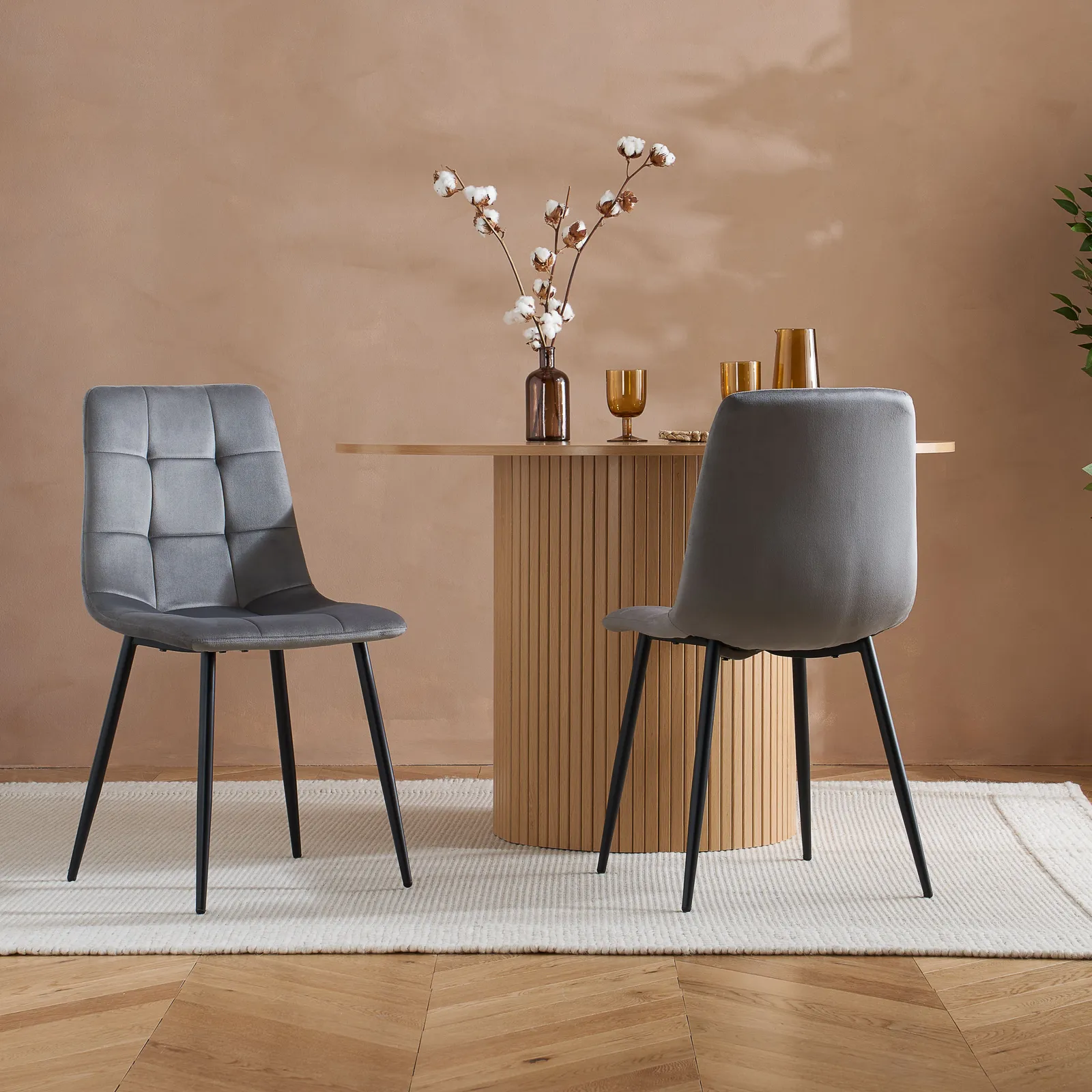 Birlea 2 Grey Dining Chairs Pair Axel