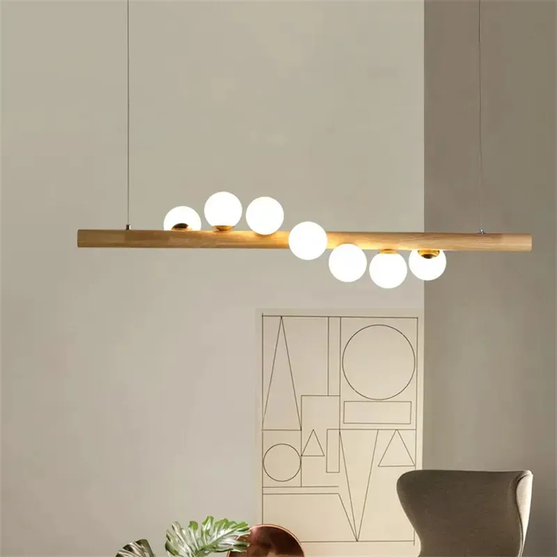 Linearc Modern Linear Pendant Light Glass Globe 7-Light Kitchen Island Light