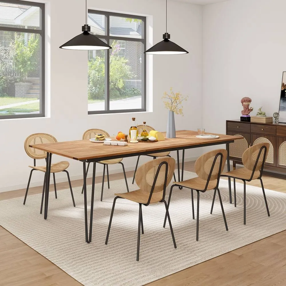 Costway 220 x 95cm Patio Dining Table Indoor & Outdoor Dining Table in Natural 6
