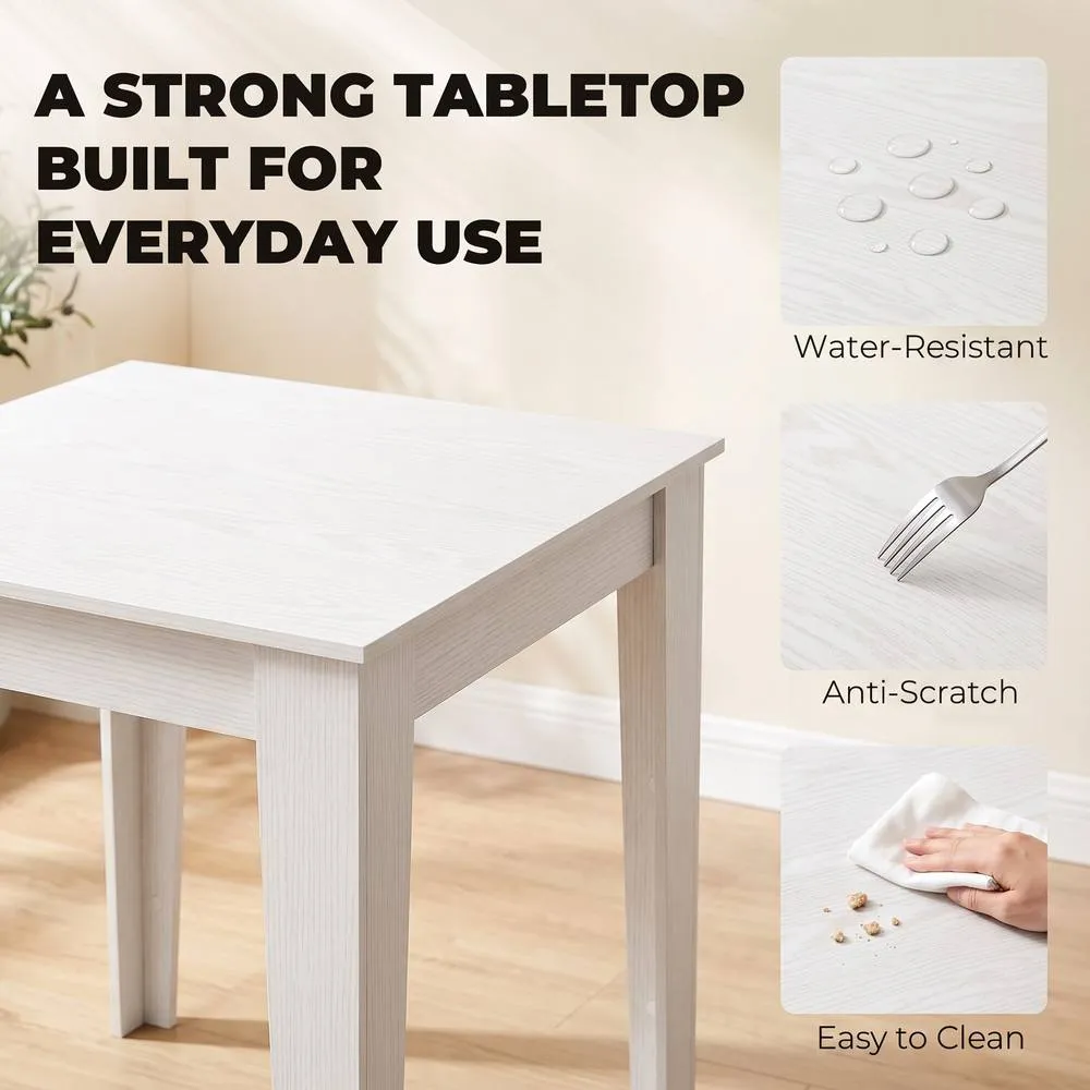 HOMCOM Dining Table for 4, 80L x 80W x 75Hcm, White 5