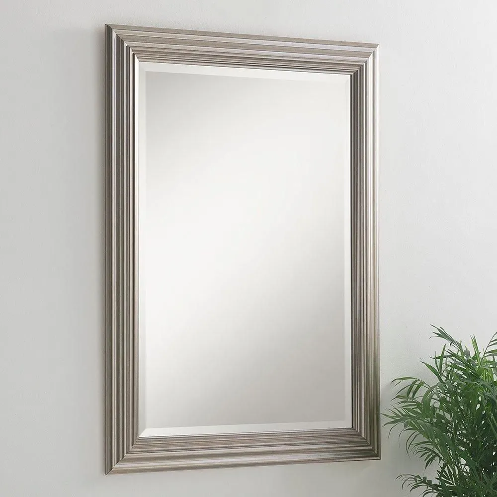 Yearn Mirrors Silvery Champagne Rectangular Mirror 90.5x65cm in Metallic Silver 4