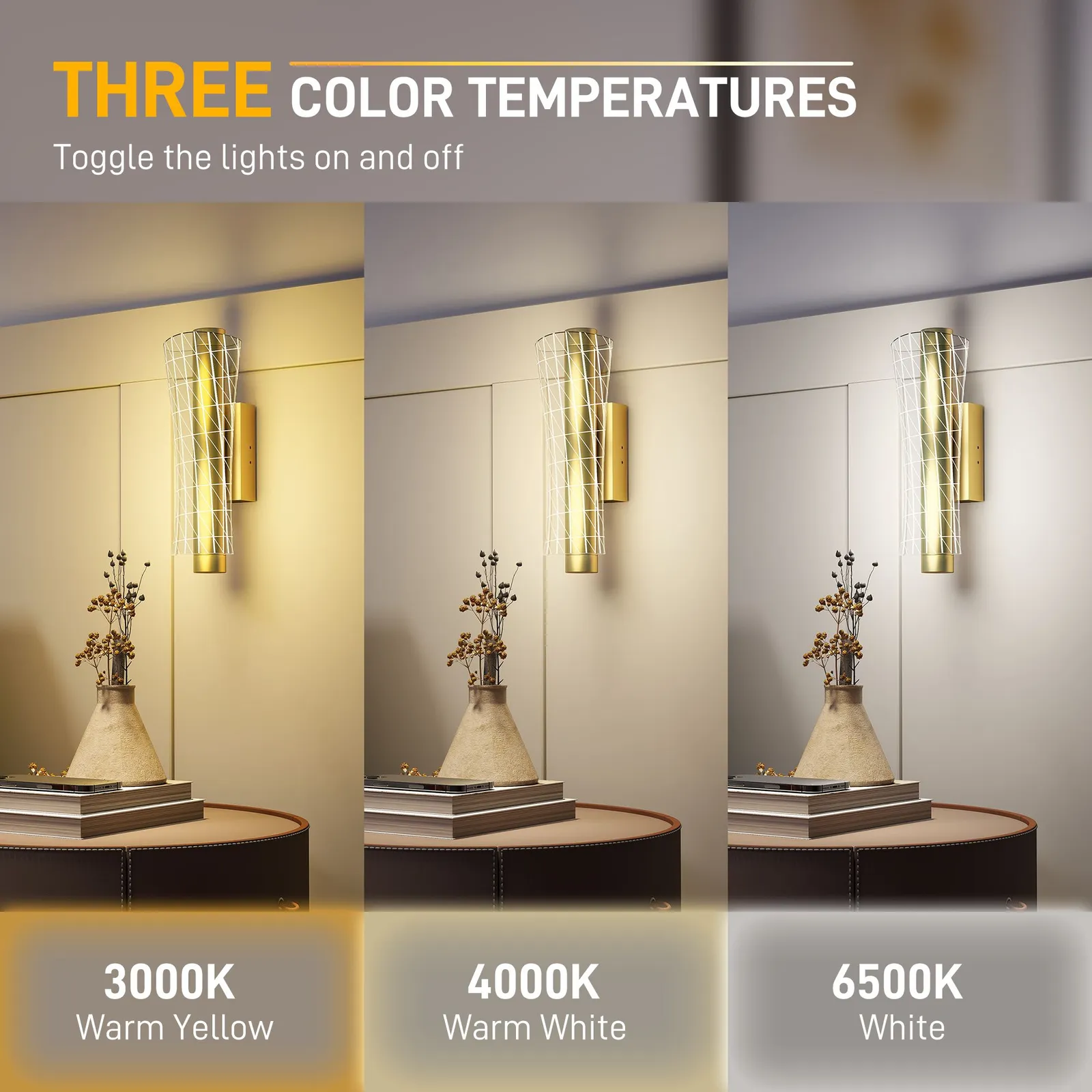 HOMCOM Led Wall Lamp 2 Pack, Modern Indoor Geometric Wall Light, Gold Tone 4