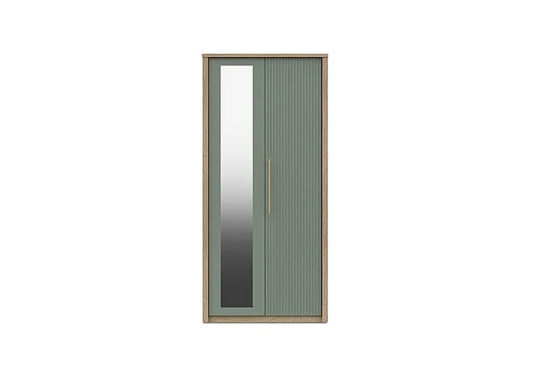 Chelsea 2 Door Wardrobe With Mirror Door and Gold Handles