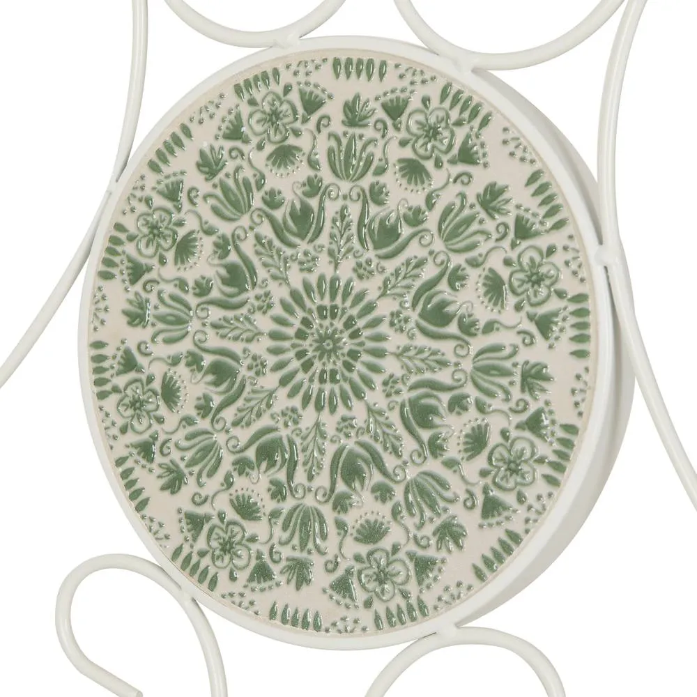 Seconique Ferne Patio Dining Set - White/Green Leaf in White 4