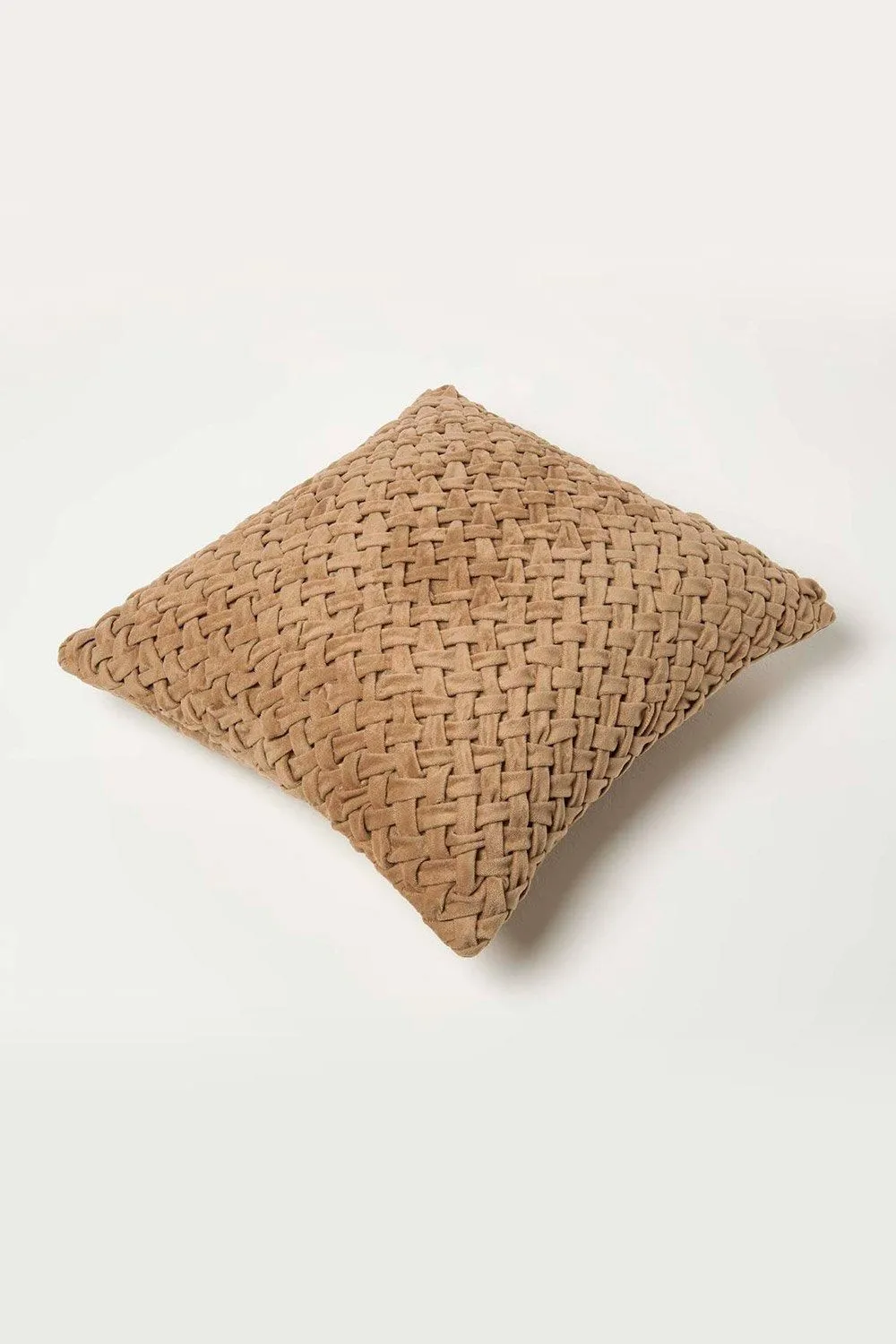 Homescapes Sofia Pleated Velvet Cushion in Taupe 5