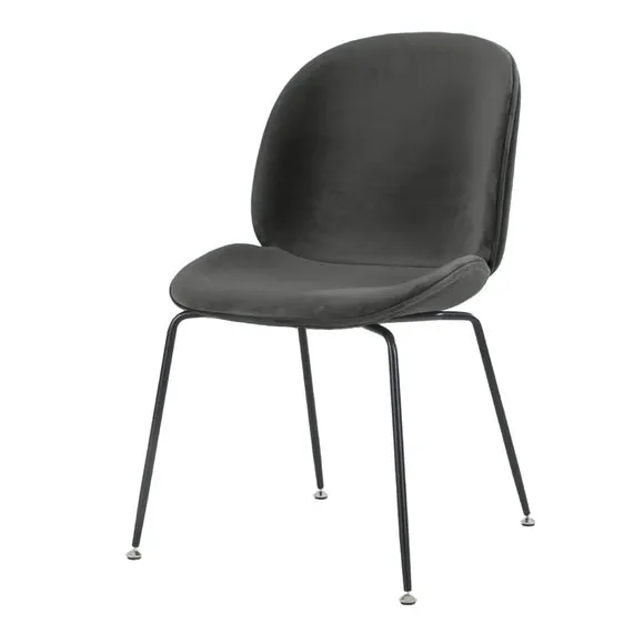 Fusion Living Luxurious Velvet Dining Chair with Black Metal Legs 2