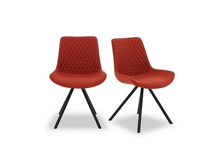 Ion Pair of Fabric Dining Chairs - Burnt Orange