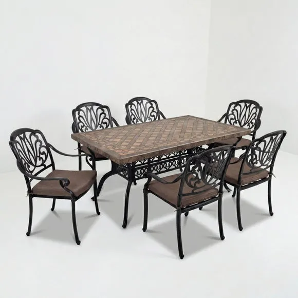 Roselane Rectangular Table with 6 Florendale Chairs 2