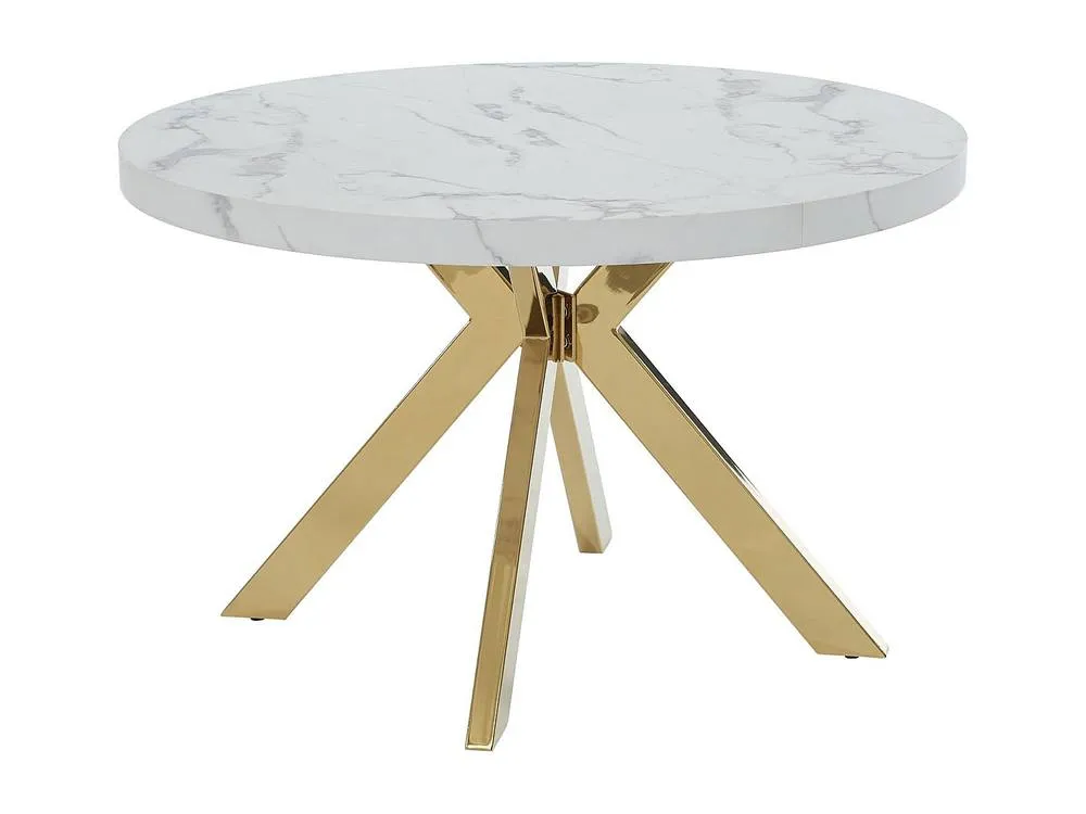 Vente-unique 4 - 8 Seater Extendable Dining Table In MDF & Steel - White Marble