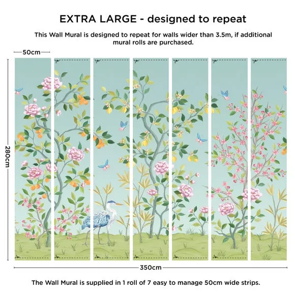 Cranberry and Laine Chinoiserie Floral Wall Mural 4