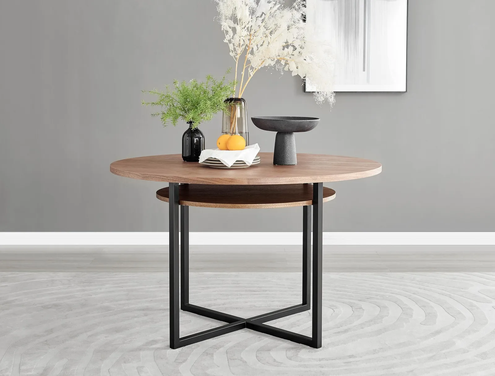 FurnitureboxUK Adley Brown Wood Storage Dining Table & 4 Corona Black Leg Chairs 6