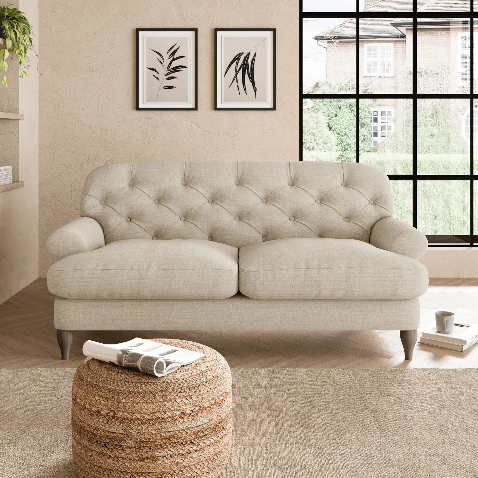 Canterbury Textured Weave 2 Seater Sofa Brown