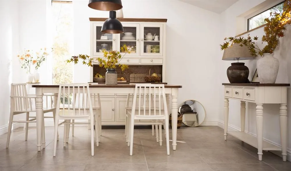 Statement Furniture Queensbury Wooden Dining Armchair with Slatted Back in Cream 6