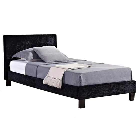 Berlin Fabric Single Bed In Black Crushed Velvet