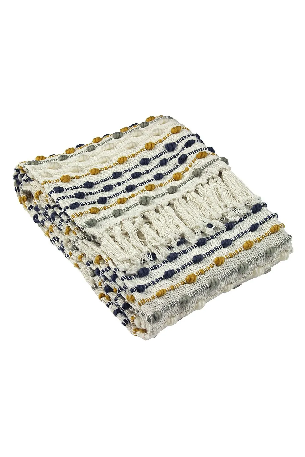 Furn Dhadit Woven Tufted Striped Throw in Yellow