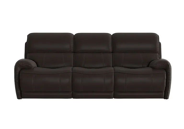 Link 3 Seater Leather Power Recliner Sofa with Power Headrests - Dark Chocolate
