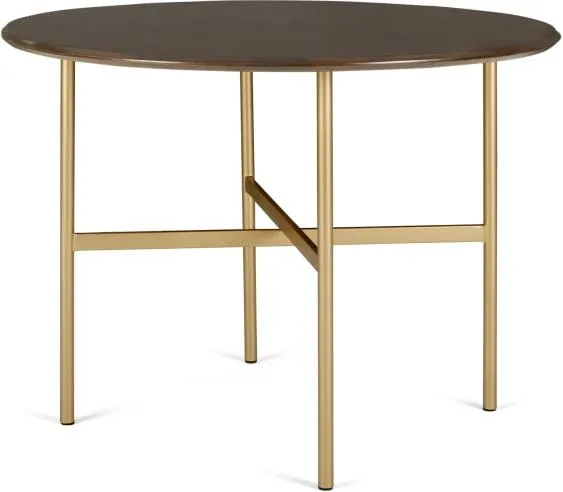 Bortolin 4 Seat Round Dining Table, Mango Wood and Brass