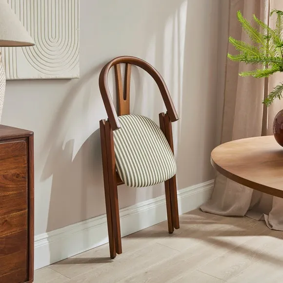 Ansel Set of 2 Wishbone Dining Chairs, Striped Fabric 3