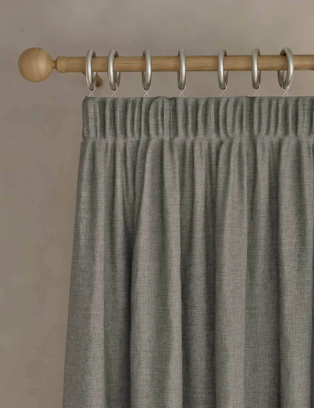M&S Isabelle Pencil Pleat Blackout Curtains Light Grey