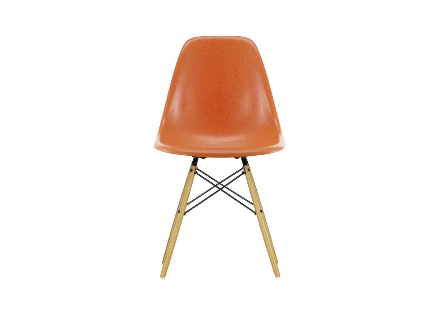 Vitra Eames Fibreglass Chair DSW Eames Red Orange 02 Golden Maple Base 05 Glides