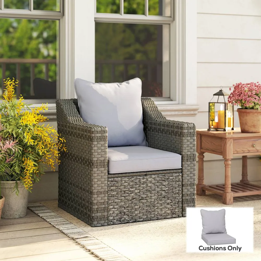 OUTSUNNY Garden Chair Cushion with Seat & Back Pad, CUSHION ONLY in Light Grey