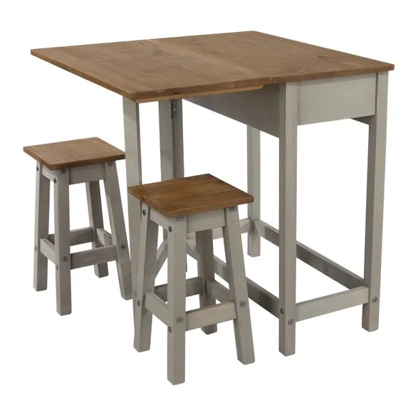 Corona 2 Seater Rectangular Drop Leaf Dining Table with 2 Chairs 2