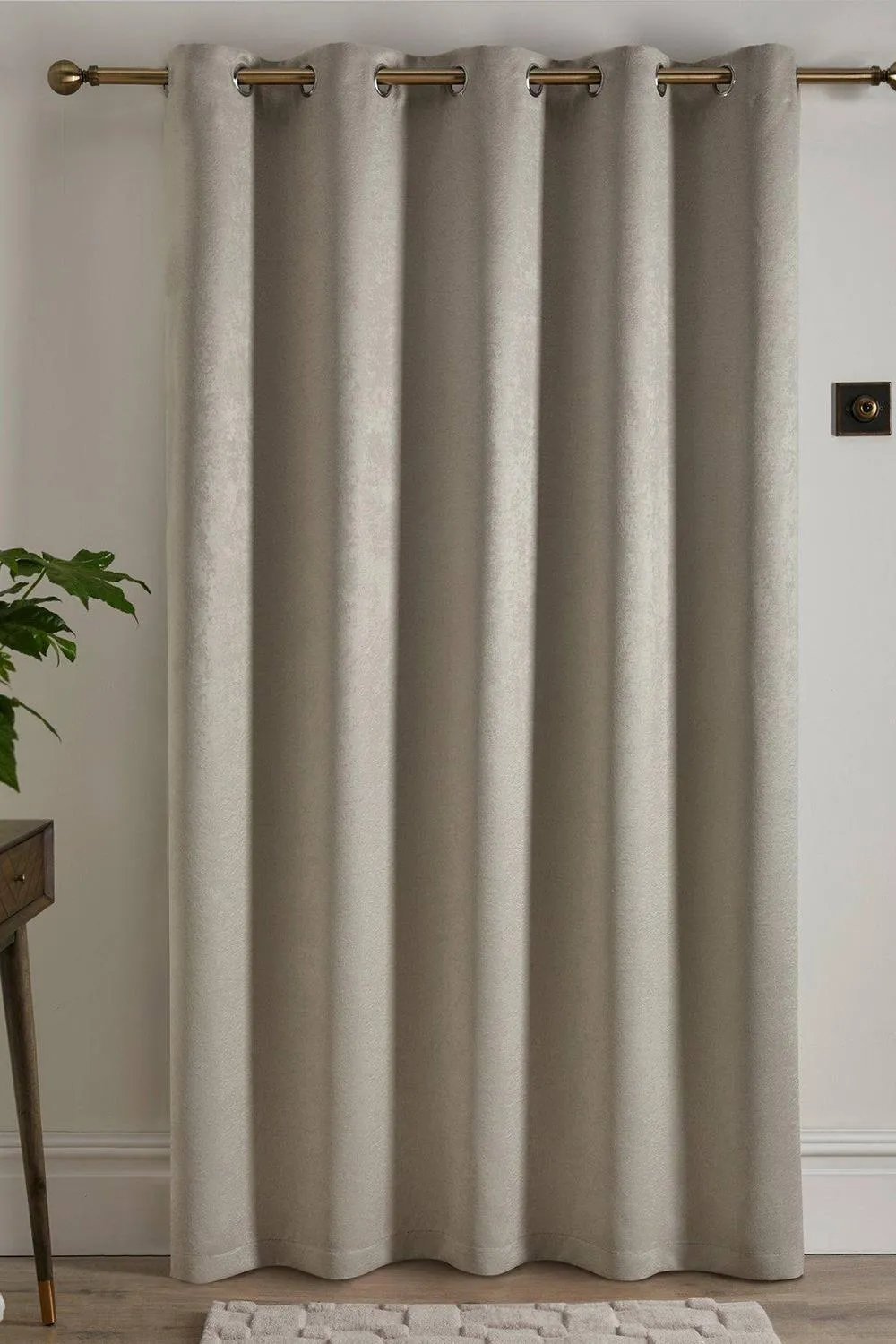 Fusion 'Strata' Dim out woven Eyelet Single Panel Door Curtain in Natural 3