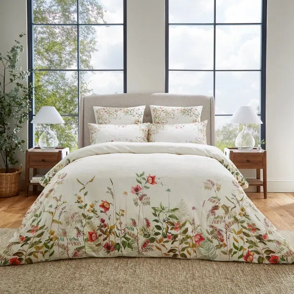 Dorma Rambling Rose Cream 100% Cotton Duvet Cover & Pillowcase Set 2