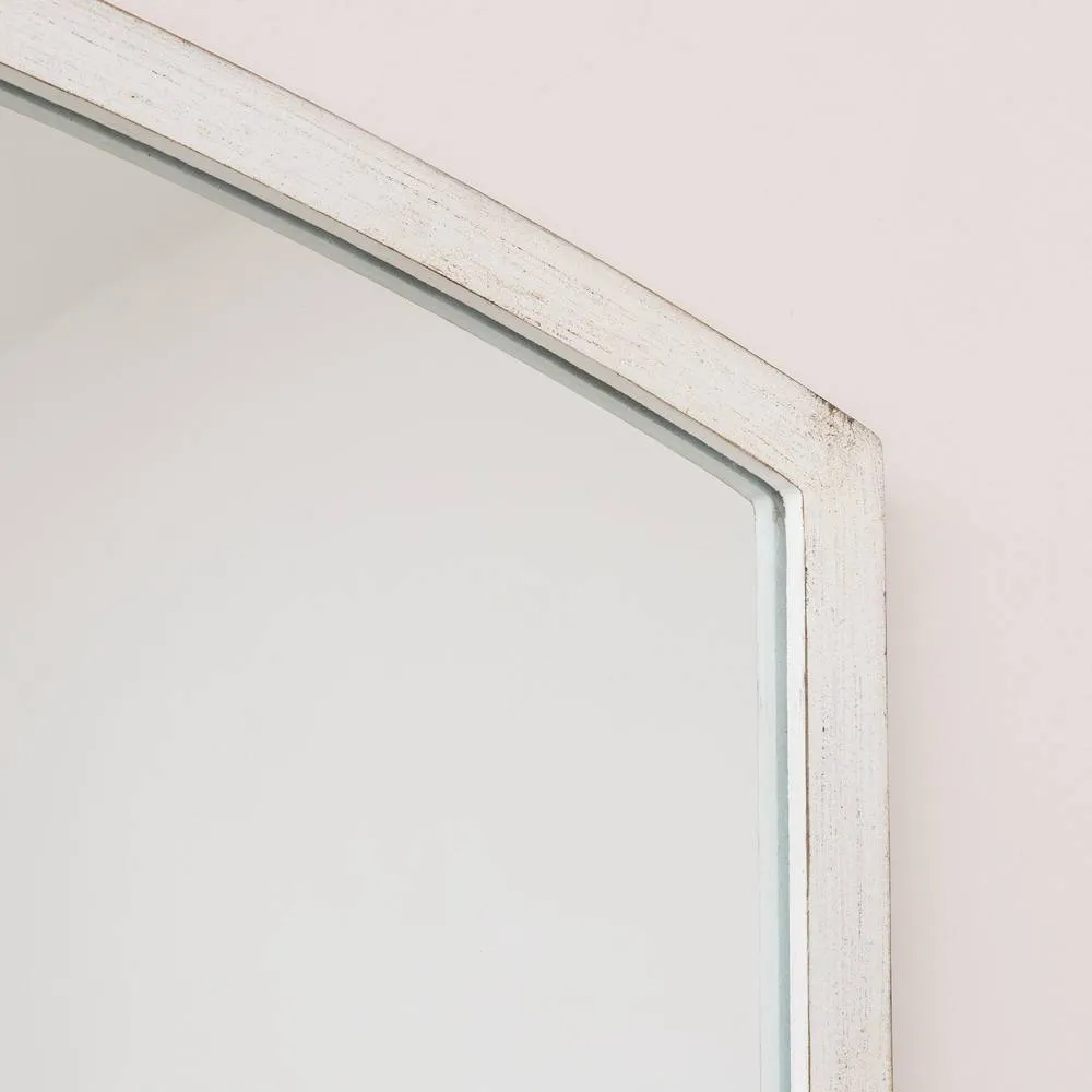Melody Maison Distressed White Arched Window Wall Mirror - 100cm X 70cm 3
