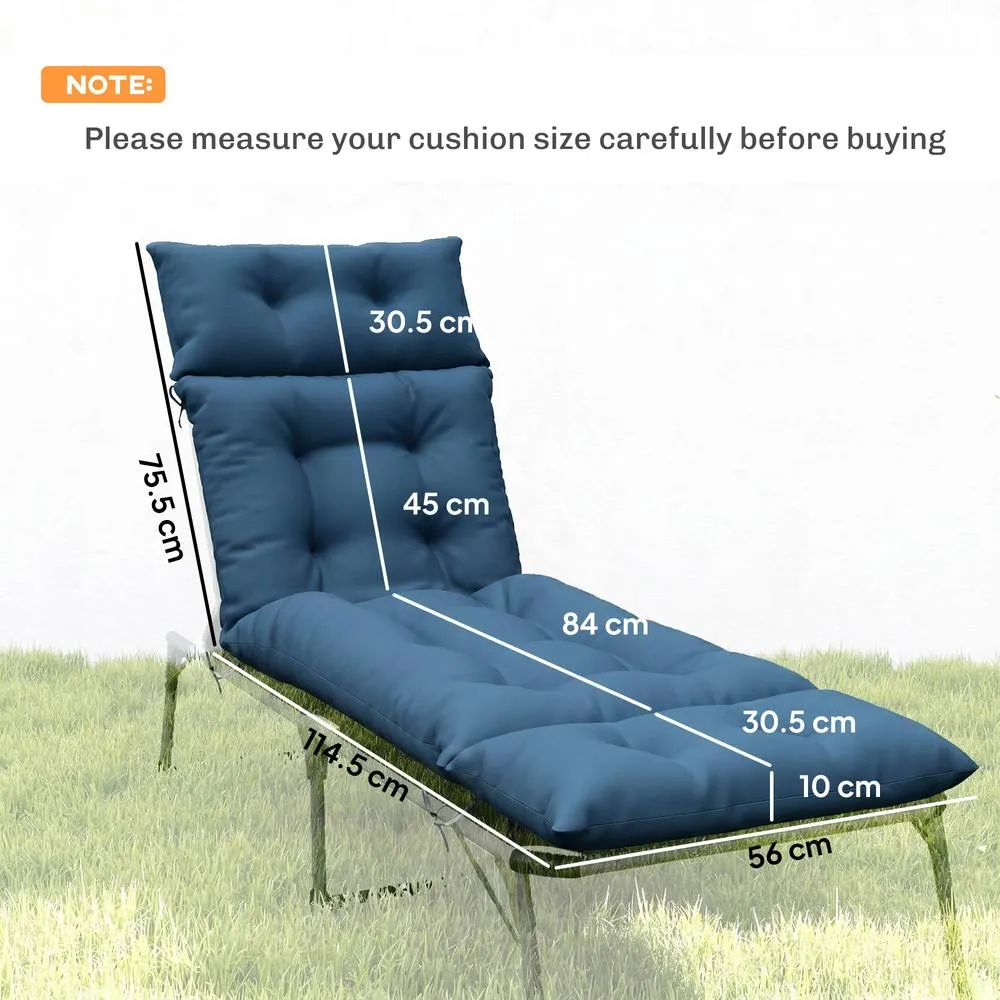 OUTSUNNY Garden Lounge Chair Cushions Set of 2, 220gsm Fabric in Navy 3