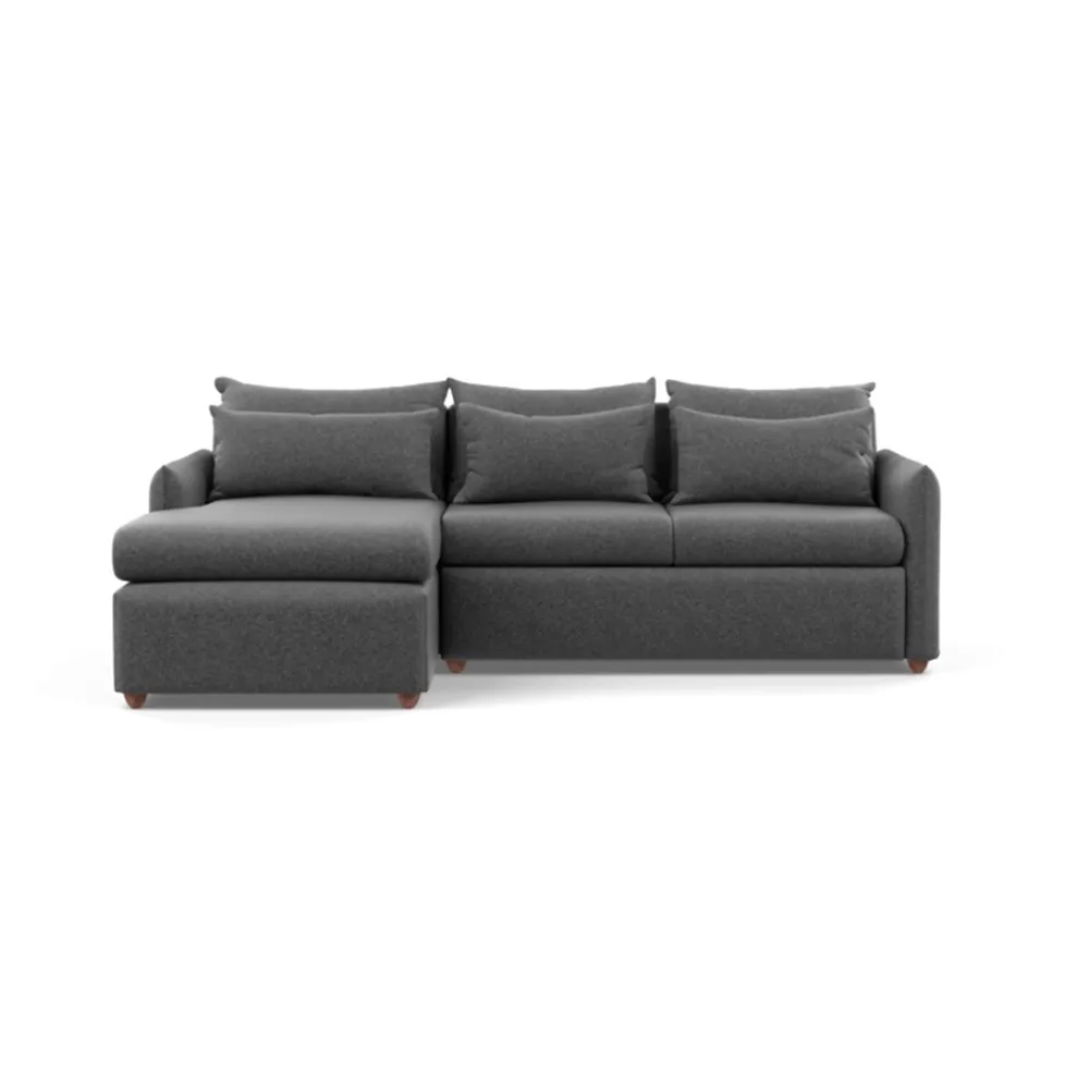 Heal's Pillow Medium Left Hand Corner Chaise Melton Wool Granite Chestnut