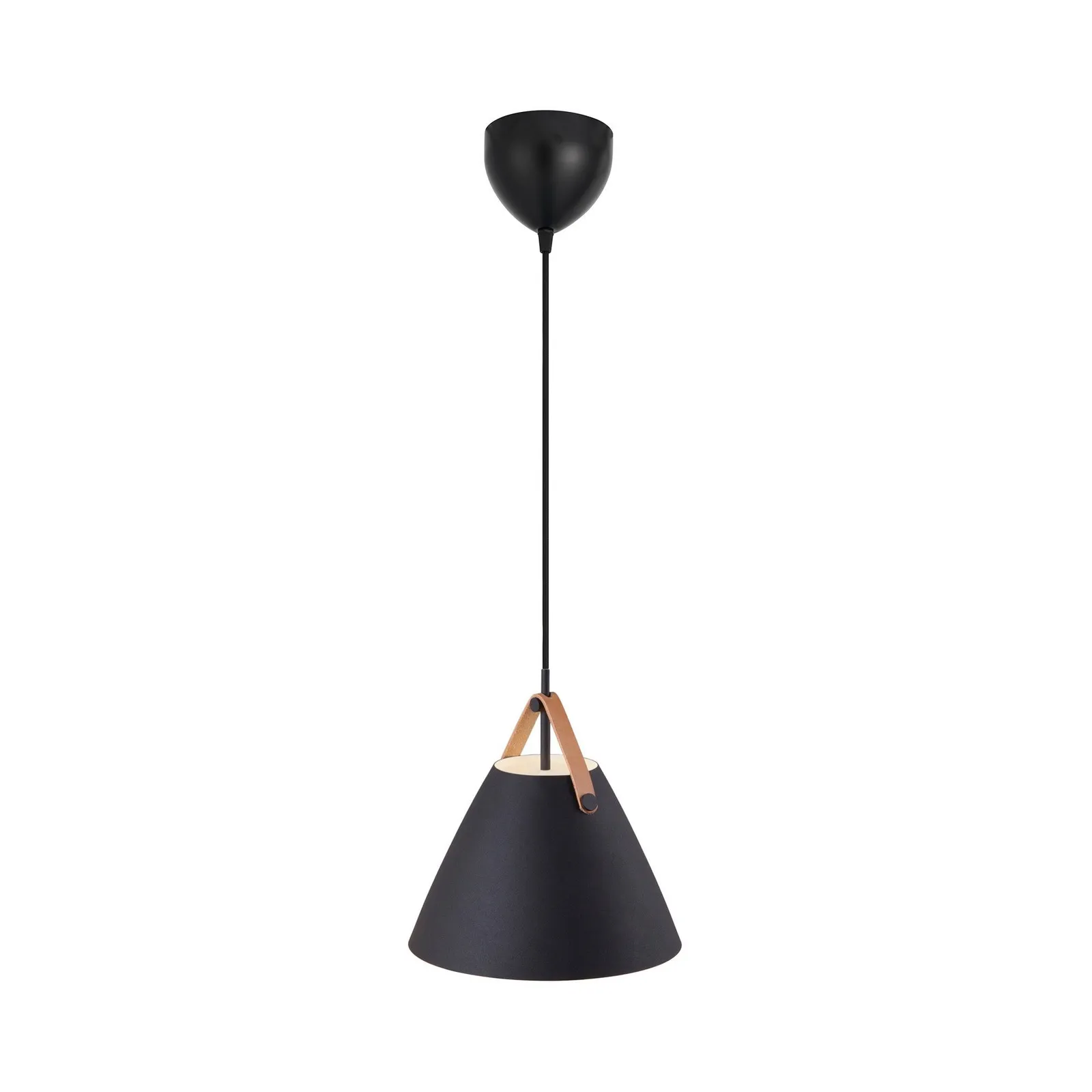Nordlux Modern Indoor Pendant Light Black Metal E27 Brown & Black Strap - Mains Powered, IP20