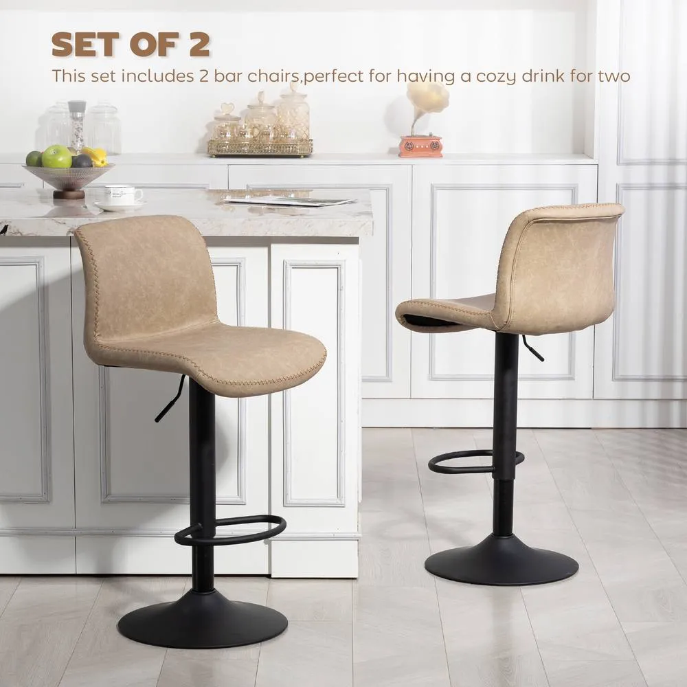 HOMCOM Barstools Set of 2, Dining Stools with Backrest & Footrest in Light Brown 4