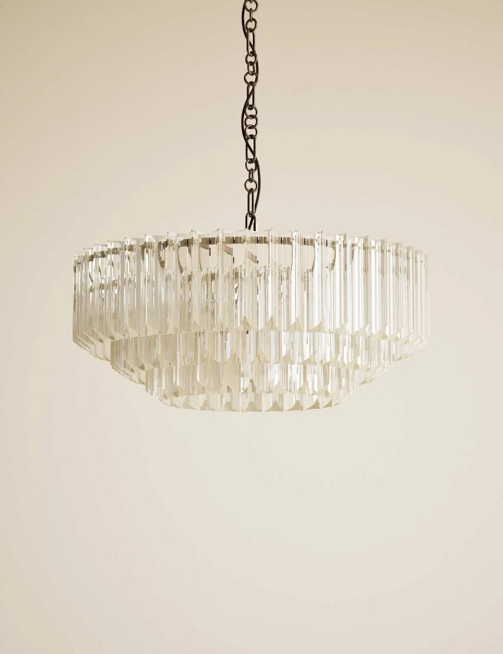 M&S 3 Tiered Glass Chandelier Champagne