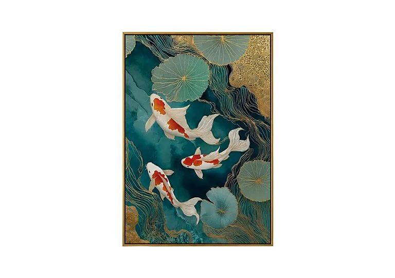 Teal River Koi 2 Framed Velvet Canvas - Home Accessories - In Time for Christmas
