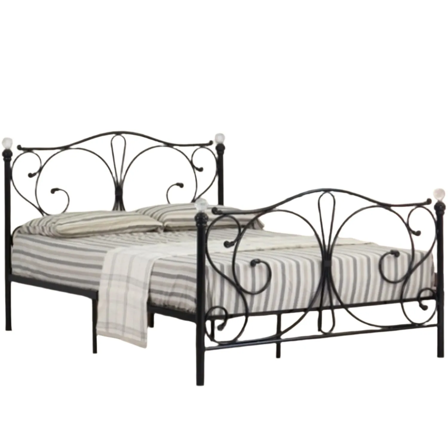 Comfy Living Ltd Metal Crystal Finial Bed Frame in Black 2