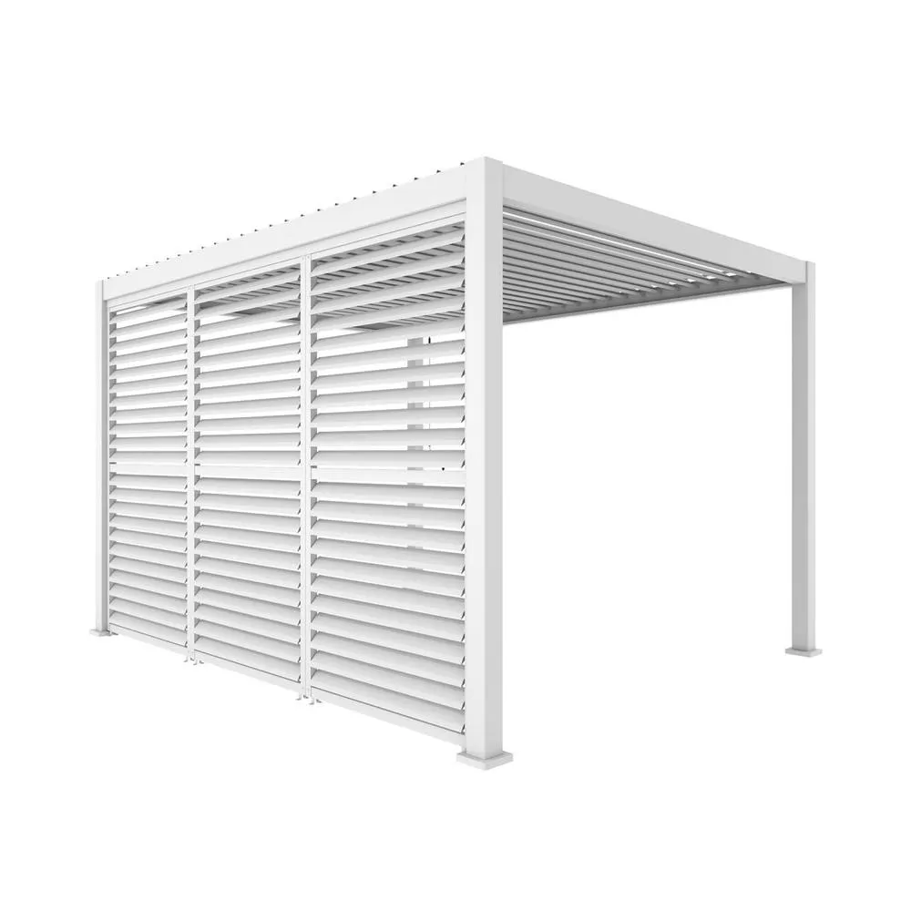 sweeek Louvered pergola 4x3m & 3 adjustable slat louvers 130cm in White 2