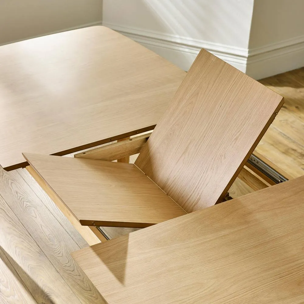 FurnitureboxUK Leif Wood Extending Dining Table with 6 Tan Delta Chairs in Light Oak 5