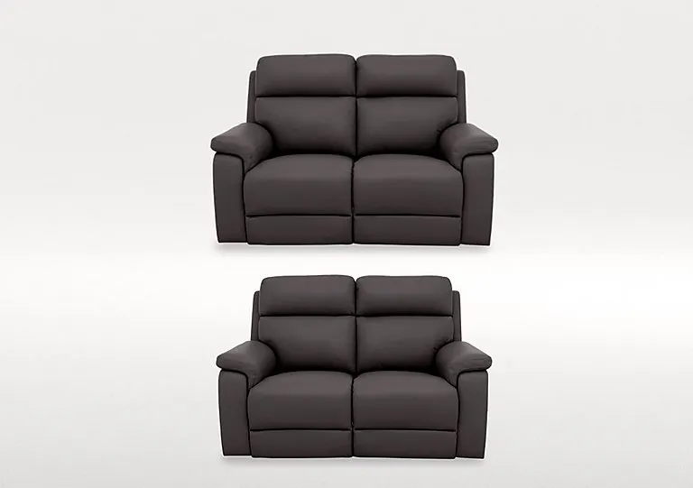 Raven Set of Two 2 Seater Leather Power Recliner Sofas