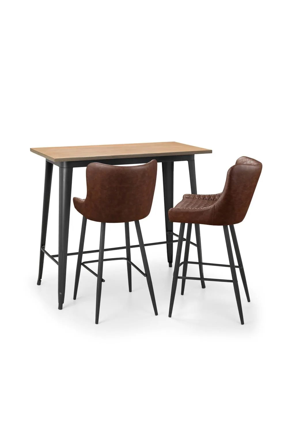 Julian Bowen Luxe Diamond Quilted Upholstered Bar Stool (Set of 2) in Brown 6