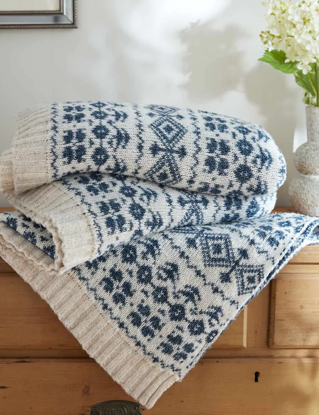 Laura Ashley Selsey Fair Isle Throw Blue Mix