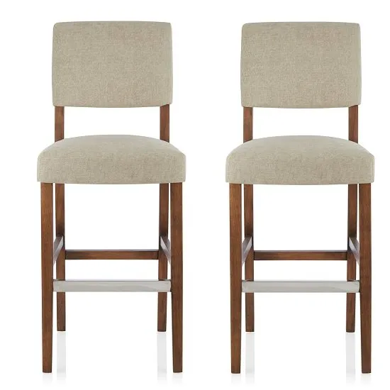 Vibio Bar Stools In Sage Fabric And Walnut Legs In A Pair
