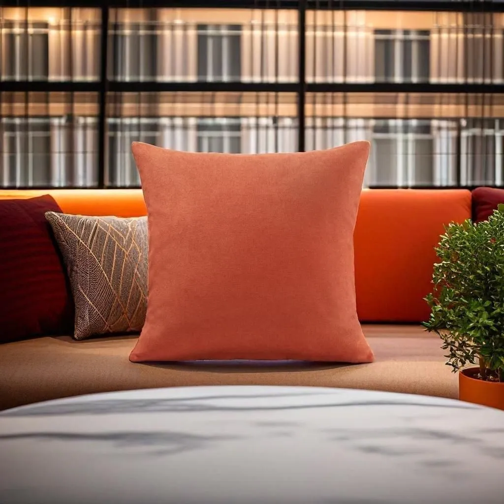 Luxury Living Velvet Chenille Cushion in Orange